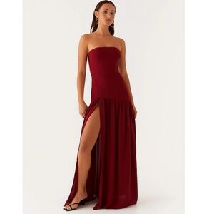 Peppermayo Eden Strapless Maxi Dress Maroon